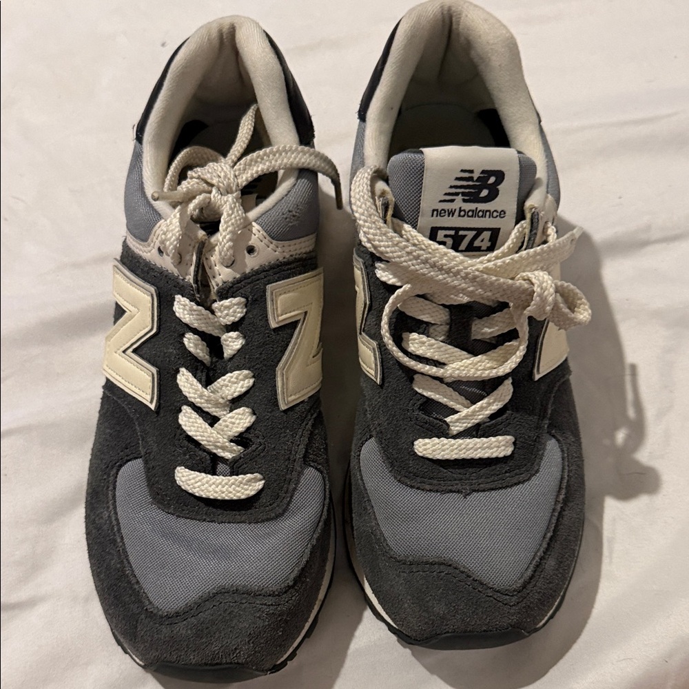 New Balance Gray and Cream 574 Retro Sneakers